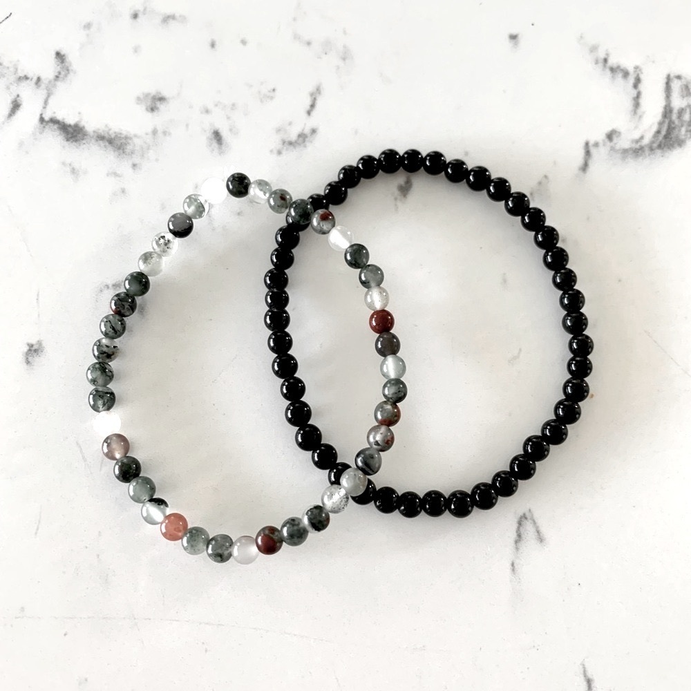 Natural Crystal Bracelets - Onyx and Bloodstone